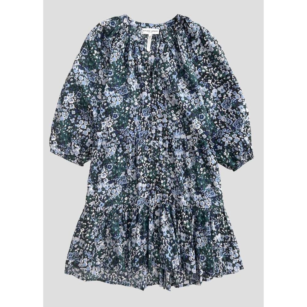 Apiece Apart Tuckernuck Mitte Mini Swing Dress Bold Blomster Blue Floral S